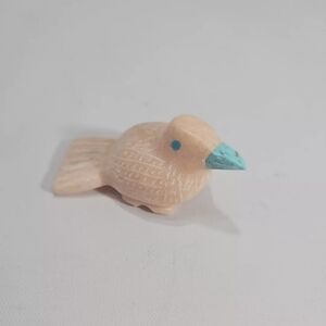 Zuni S.S. Signed Stone Fetish Bird with Turquoise